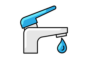 Tap with water drop icon., a Solid Icon by incomible