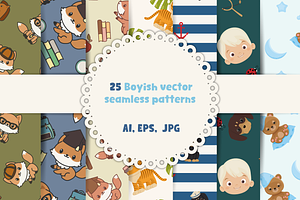 Boyish Vector Seamless Patterns