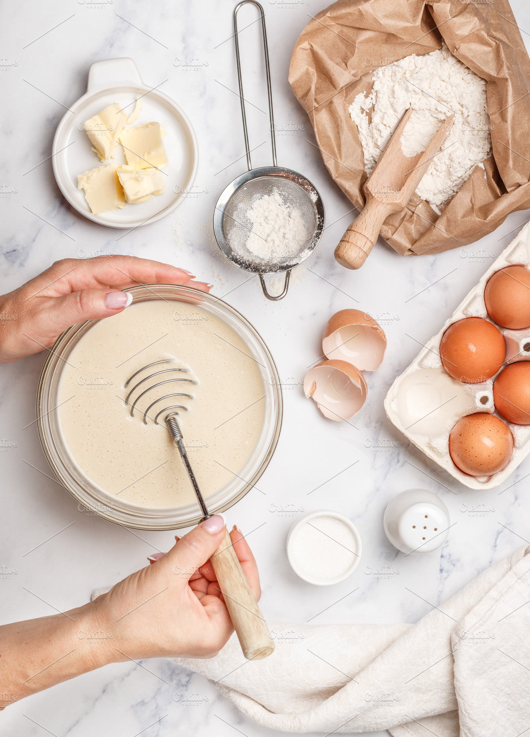 Woman prepares dough for homemade pa, a Background Photo by La_Vanda