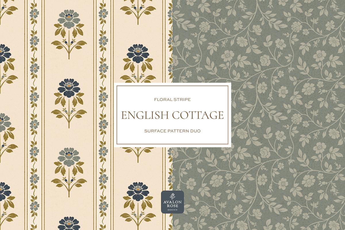 Vintage Blue Cottage Floral Patterns, a Pattern Graphic by Eclectic Anthology (Photo 7 of 16)