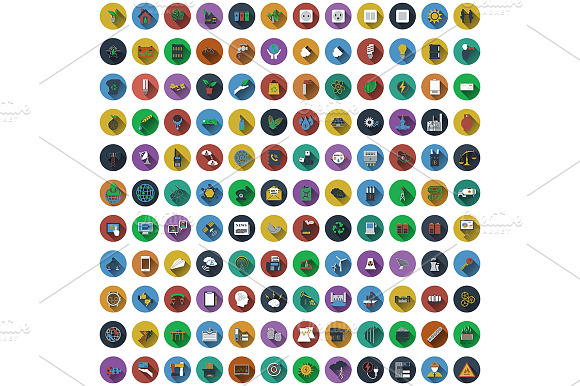 132 Circle Flat Design Icons