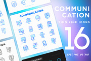 Communication | 16 Thin Line Icons, an Outline Icon by Alex Blogoodf (Thumbnail 1 of 7)