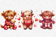Cute Valentine Highland Cow Clipart, an Illustration by Designworld (Thumbnail 6 of 6)