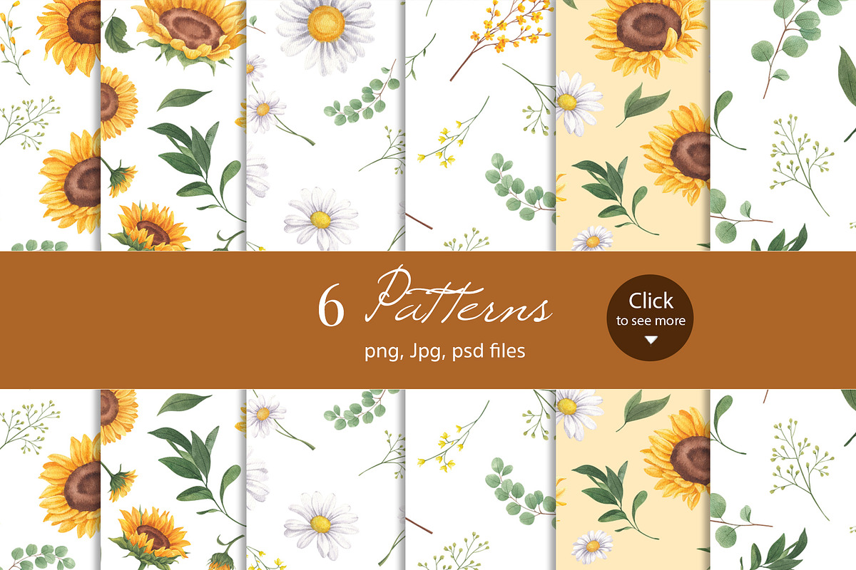 Sunflower Blooming Watercolor, an Object Illustration by CreativeValuation (Photo 6 of 15)