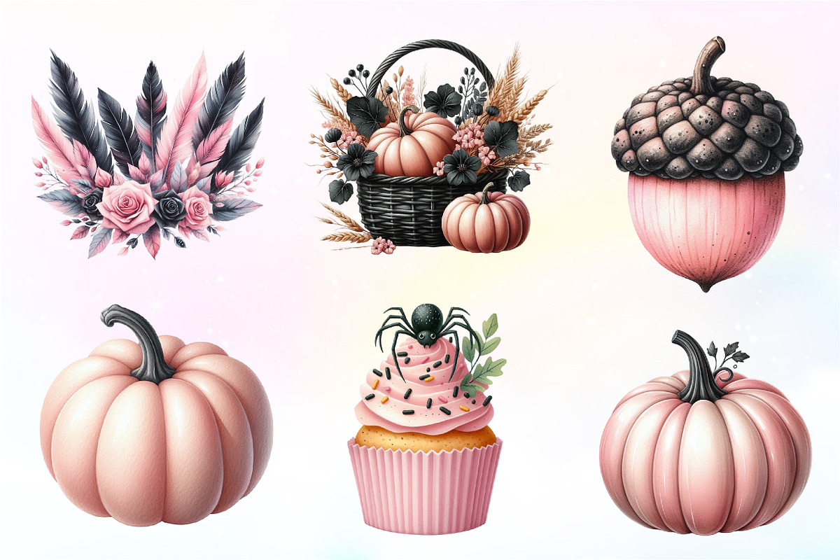 Watercolor Pink and Black Autumn, an Illustration by CreationArt (Photo 8 of 9)