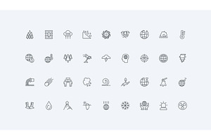 Natural disasters catastrophe icons, an Object Illustration by Lemberg Vector