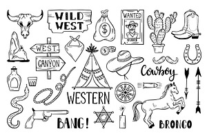 Wild west doodle. Cowboy accessories, an Object Illustration by Valerie Bodnar