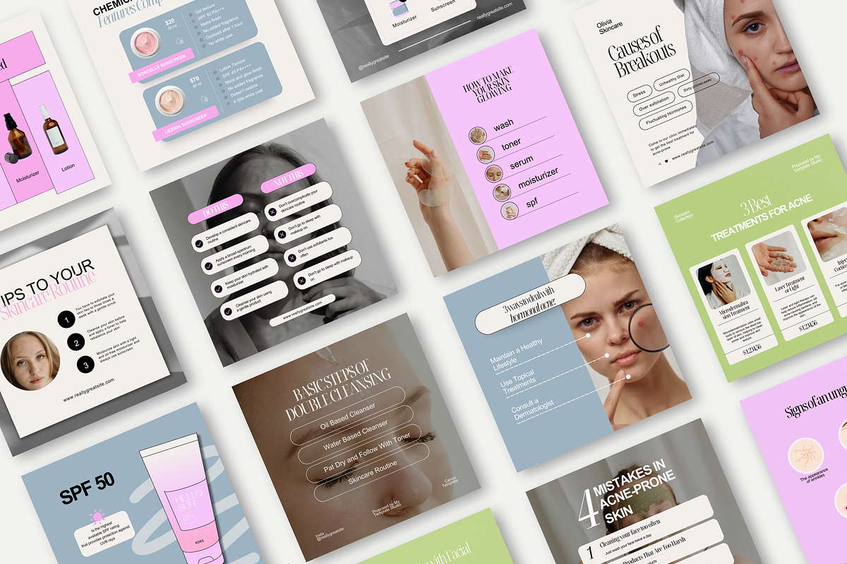 Beauty Skincare Instagram Bundles, a Social Media Template by My Template Studio (Photo 4 of 18)