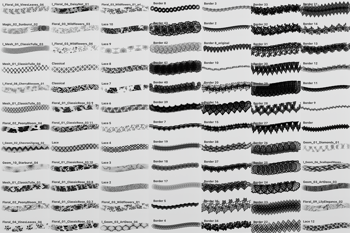 145 Lace & Mesh Procreate Brushes, a Brush Add-On by Selentaori Studio (Photo 2 of 10)