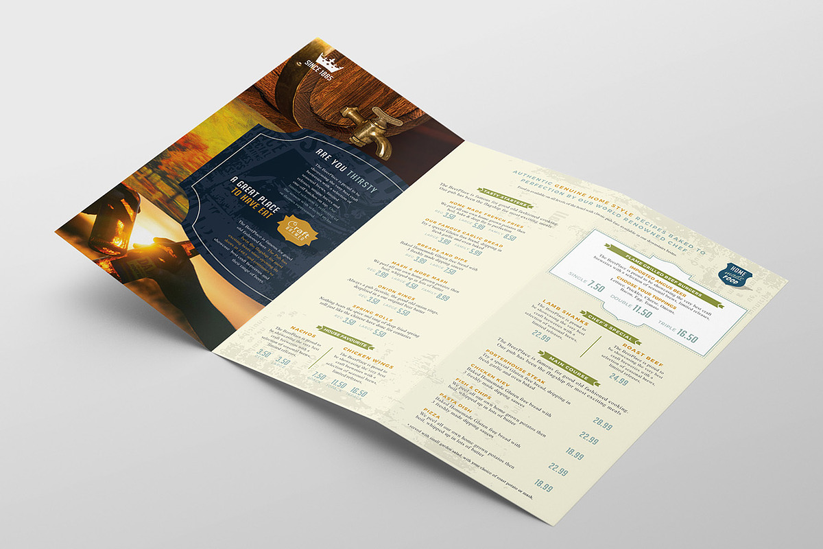 Trifold Pub Menu Template, a Brochure Template by BrandPacks (Photo 2 of 4)