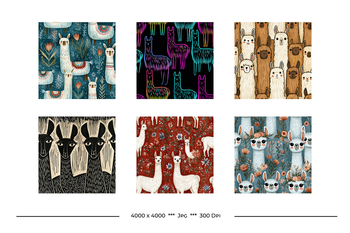 Llama Retro Art Style Designs, a Pattern Graphic by karenfoleyphoto (Photo 5 of 10)