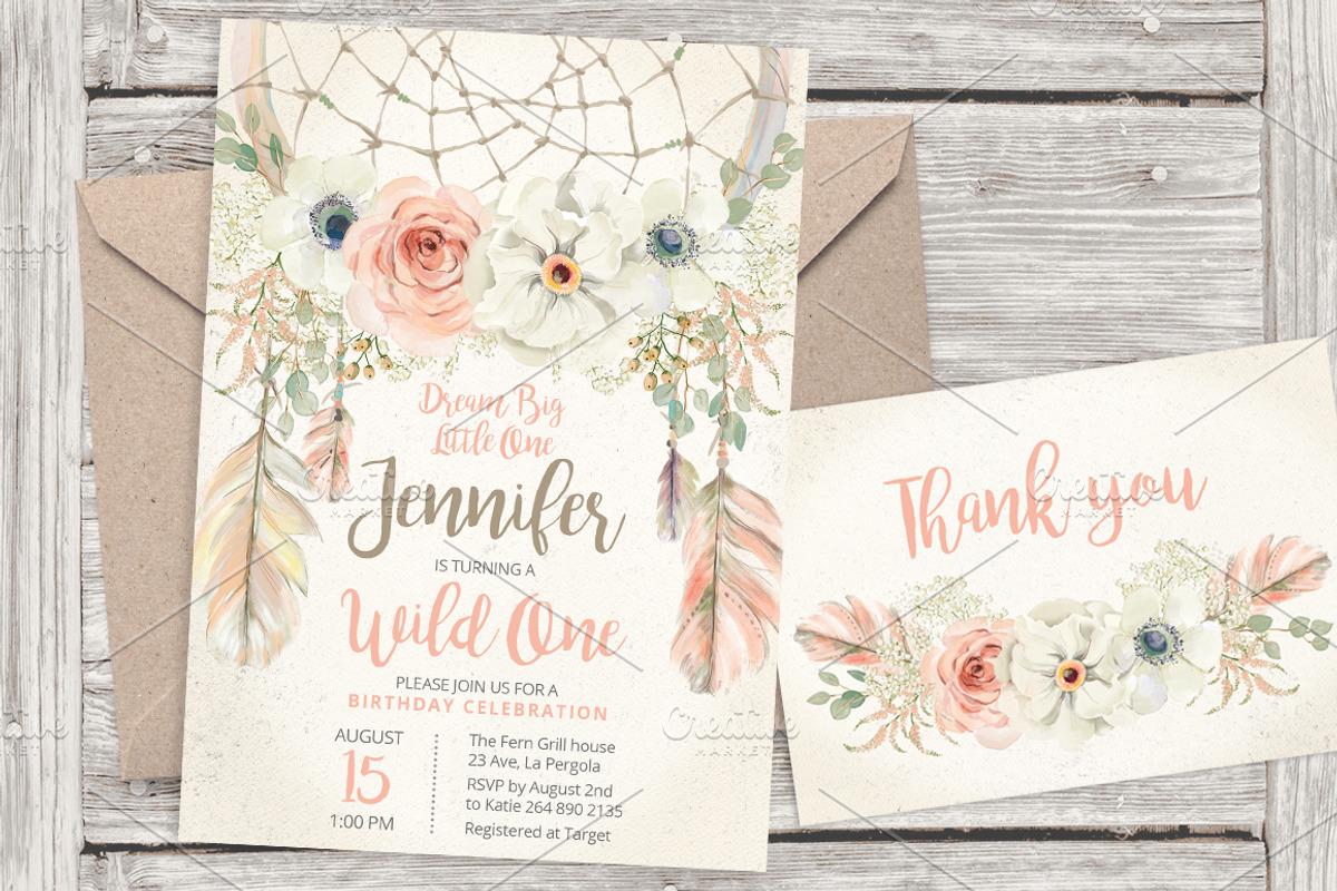 Pastel dreamcatcher invitation 17, an Invitation Template by Talent Supplies