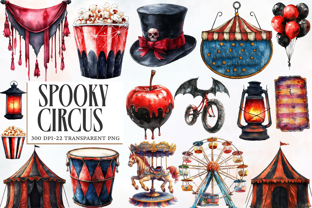 Spooky Circus Clipart, an Illustration by Designworld (Photo 1 of 6)