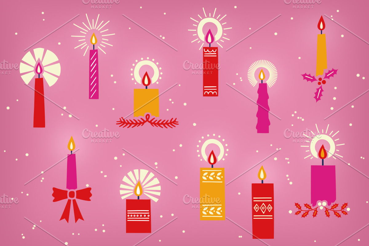 Vintage Christmas Candles, a Decorative Illustration by Little Bean (Photo 4 of 5)