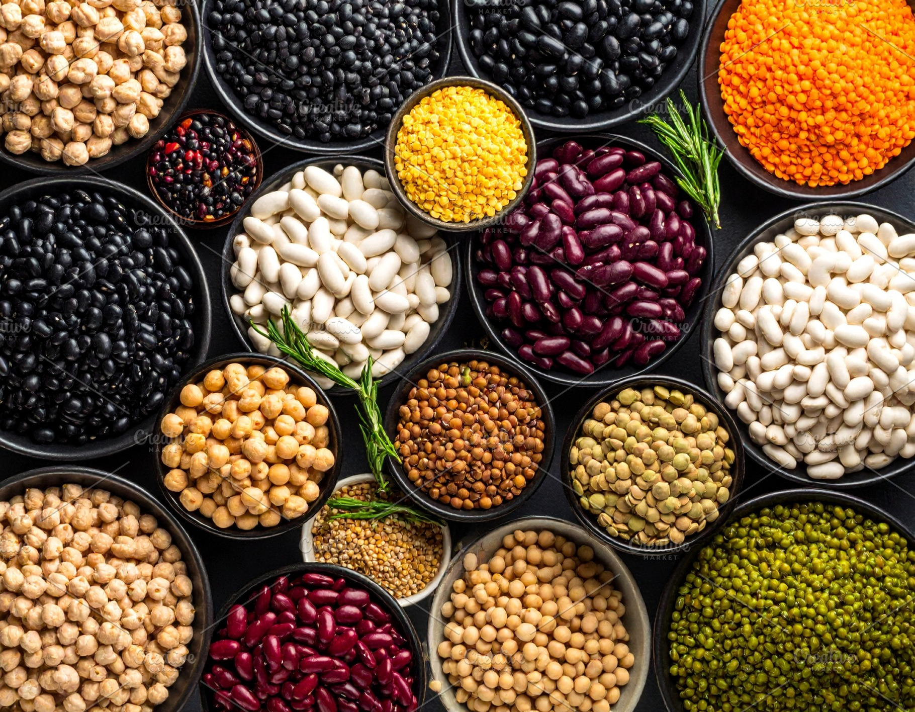 mixed legumes top flat view AI generated, a Photo by WorldPhotos