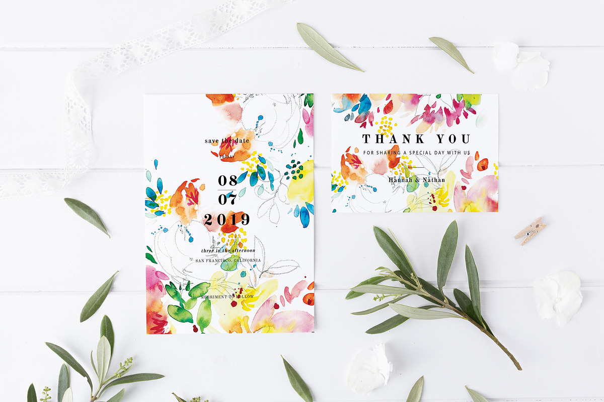 Spring and summer wedding card set, an Invitation Template by TurquoiseDesign (Photo 2 of 7)