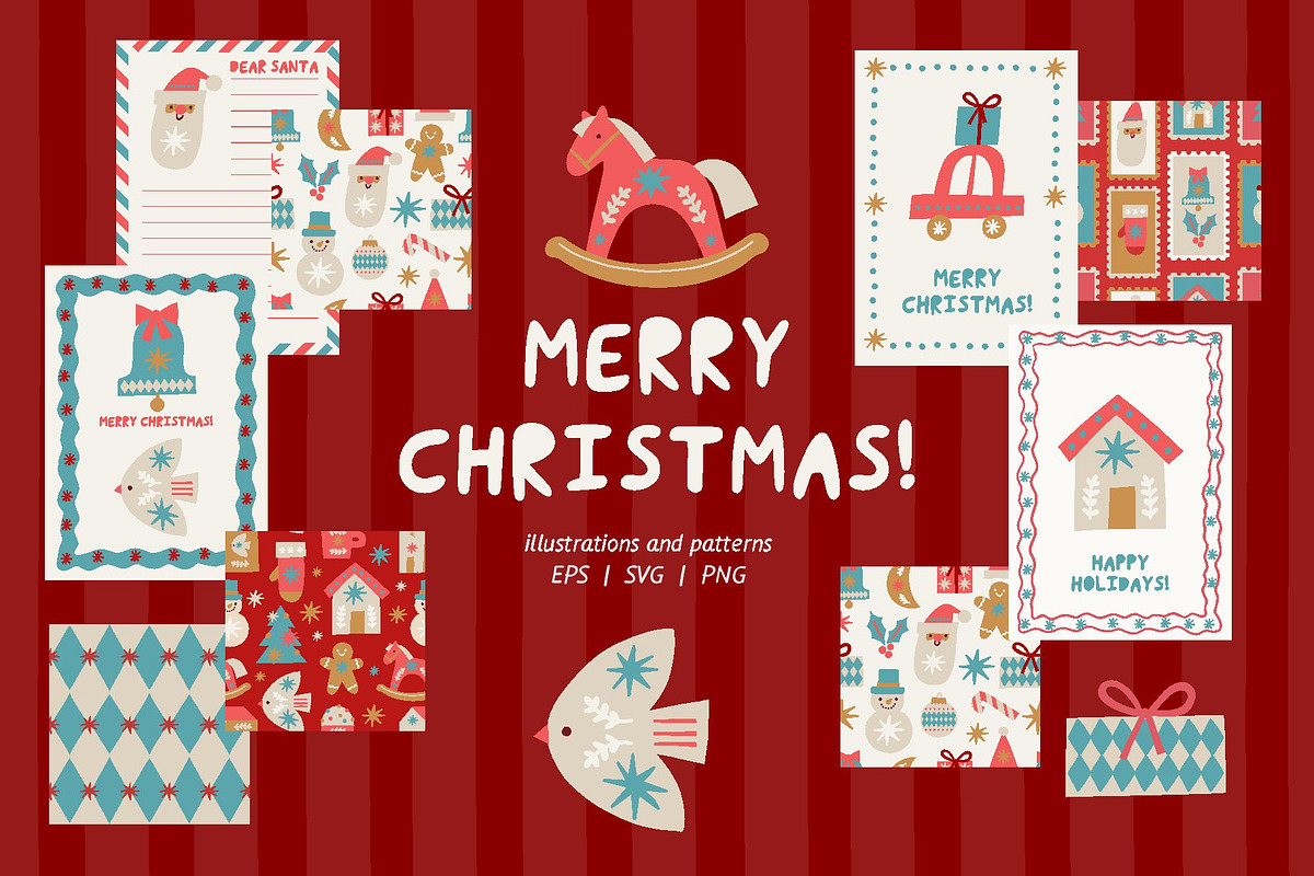 Merry Christmas Clipart, a Decorative Illustration by Barkova Nadya (Photo 1 of 9)