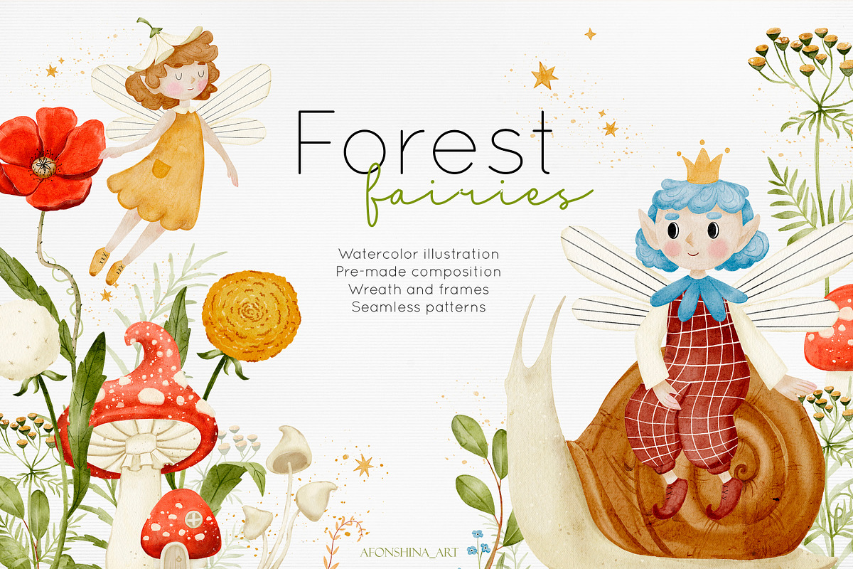 Forest fairies collection, an Illustration by AfonshinaArt (Photo 1 of 14)