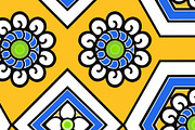 Blue and Yellow Floral Geometric Sea, a Pattern Graphic by Sharon Schwalbe (Thumbnail 1 of 2)