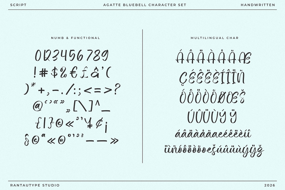 Agatta Bluebell a Handwritten Font, a Handwritten Font by RantautypeStudio (Photo 15 of 15)