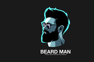 Stylish Beard Man Logo Barber Shop