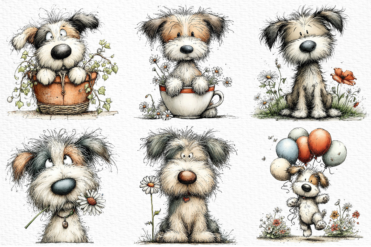 Whimsical Spring Dog Clipart PNG, an Illustration by Craft Nest (Photo 4 of 11)