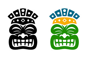 Happy tiki mask with ornamental, an Object Illustration by GraphiShop