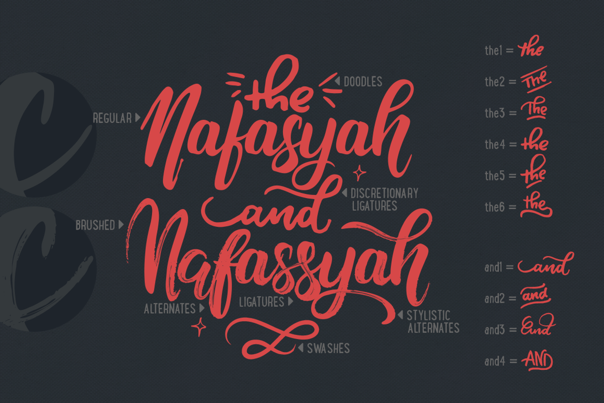 Nafasyah - Brushed Font Duo, a Script Font by endita (Photo 7 of 12)