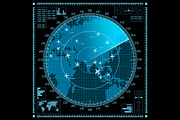 Vector radar screen with planes, a Technology Illustration by MSA-Graphics (Thumbnail 1 of 2)