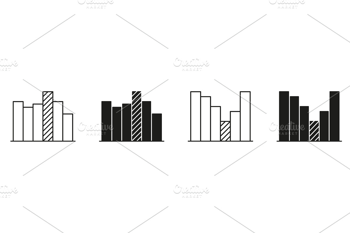 Bar Chart Line And Solid Icon Set, an Object Illustration by Gentle Studio