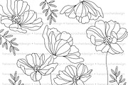 hand drawn floral outline svg file, a Graphic by hanacrochetdesign (Thumbnail 3 of 5)
