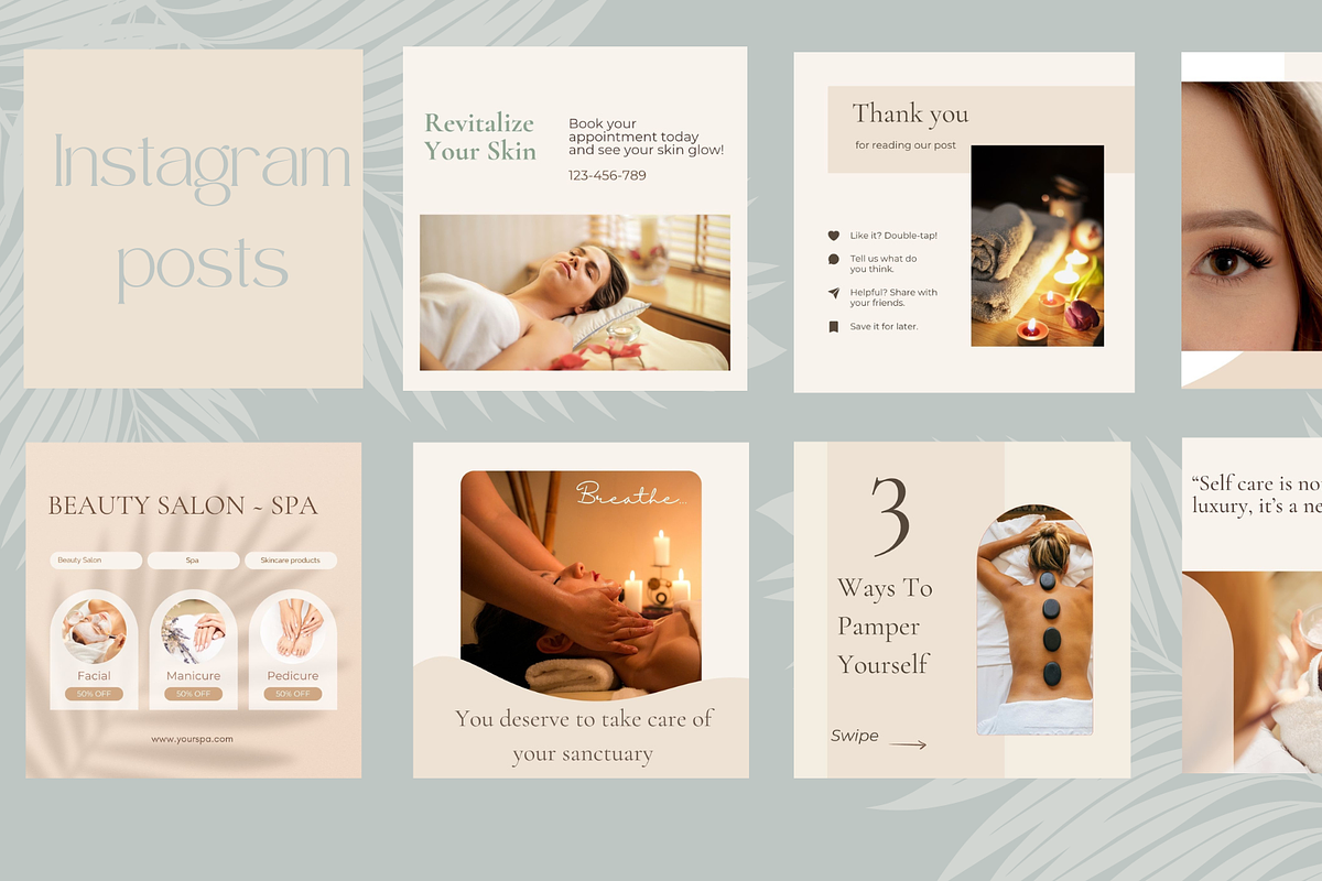Spa-Wellness Canva Instagram templates preview 2