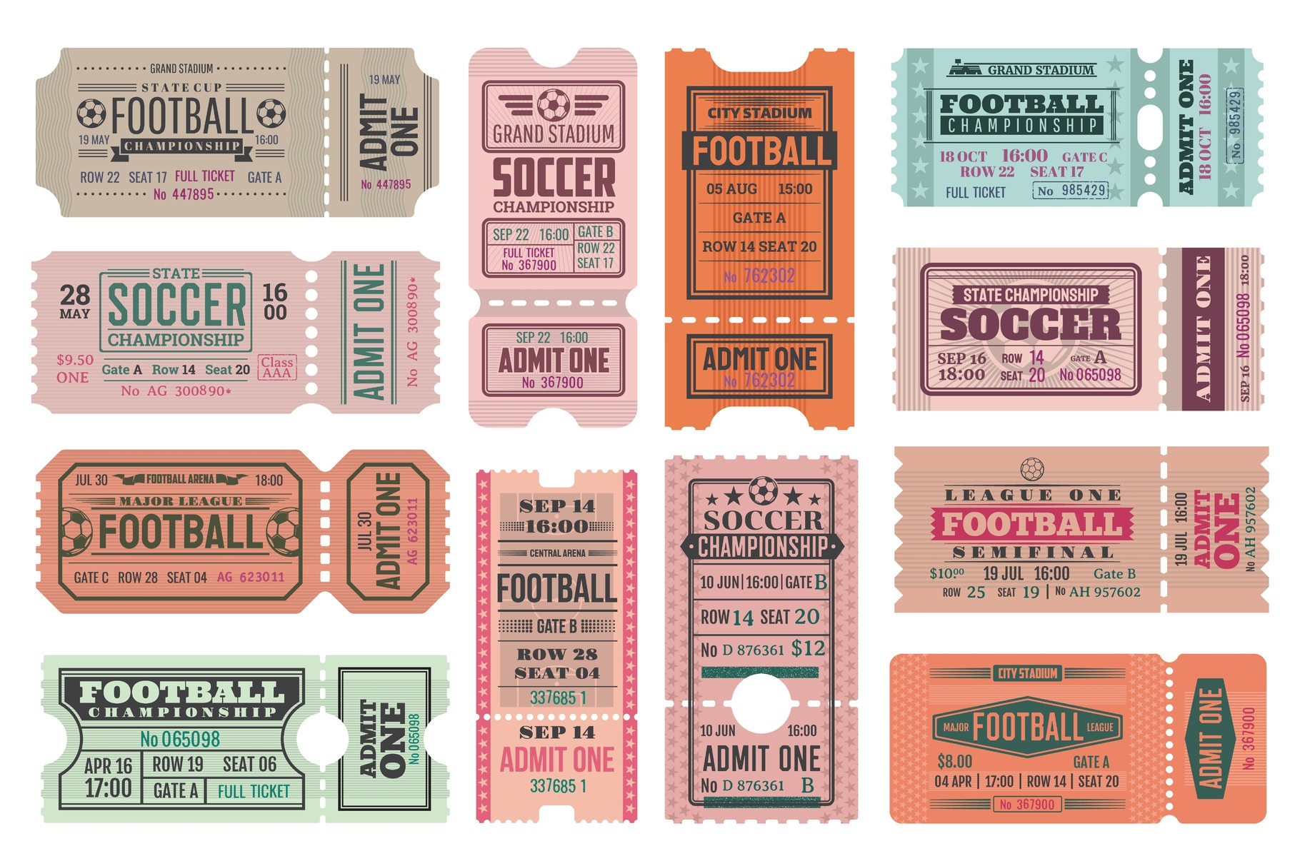 Soccer Or Football Admit Tickets by Vector Tradition  Creative Market