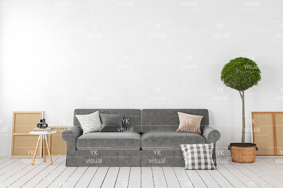 INTERIOR WITH BLANK WALL & SOFA, a Decorative Illustration by YKvisual (Photo 2 of 2)