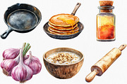 Watercolor Cozy Cooking Clipart, an Illustration by Canvas Craft (Thumbnail 2 of 7)