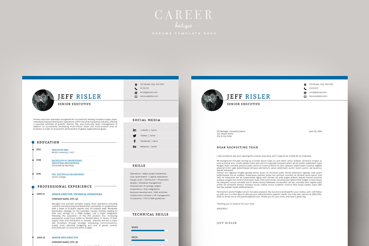 Modern Resume & CoverLetter Template, a Resume Template by careerboutique (Photo 3 of 6)