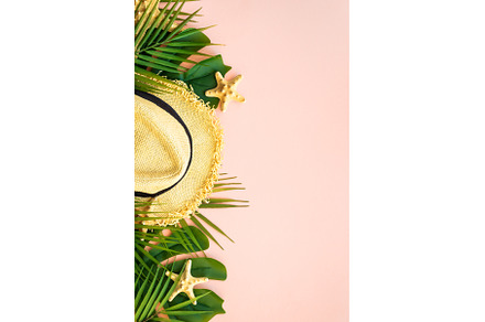 Palm leaves, sea shells, hat and, a Holiday Photo by Nadia-nb
