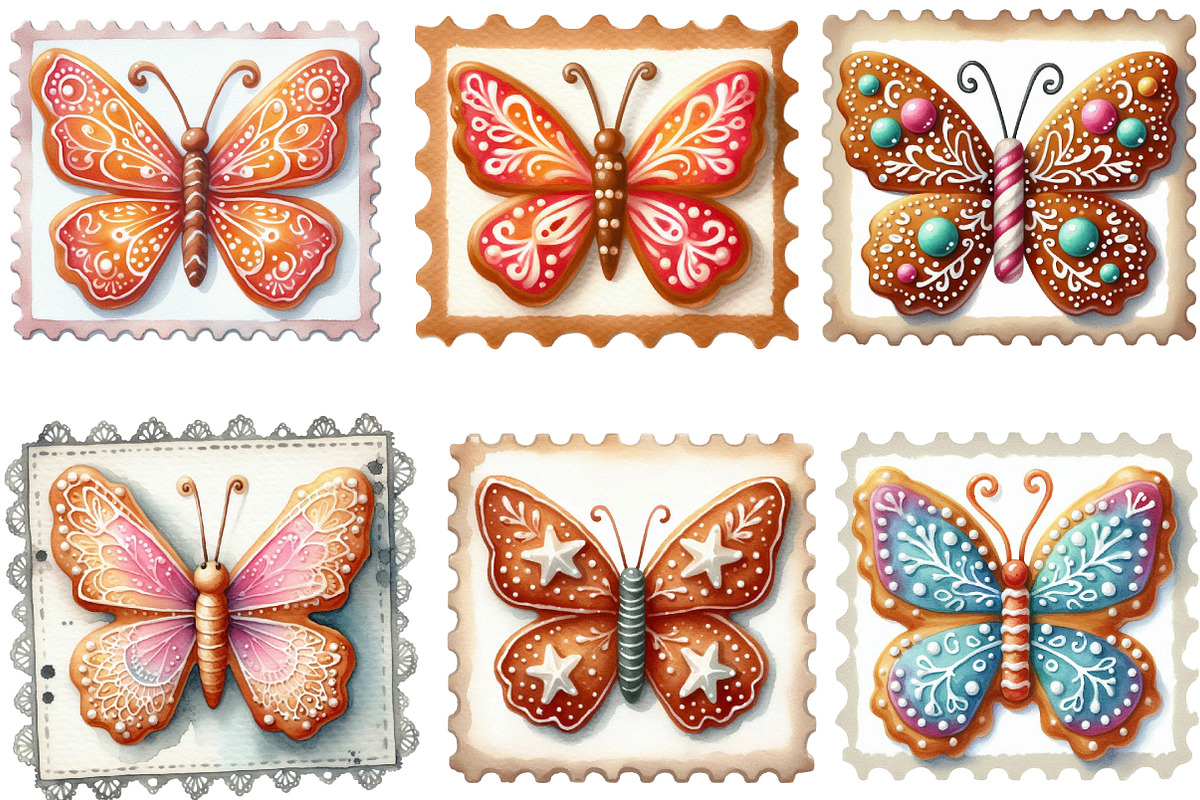 Gingerbread Cookie Butterfly Postage, an Illustration by Designking (Photo 3 of 5)
