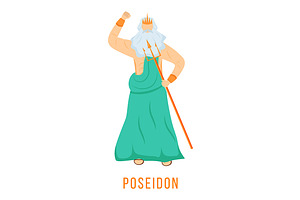 Poseidon Flat Vector Illustration