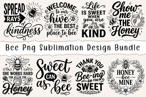 Bee Png Sublimation Design Bundle, a Work Illustration by CreationArt