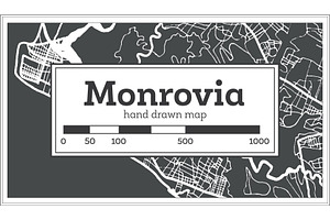 Monrovia Liberia City Map In Retro