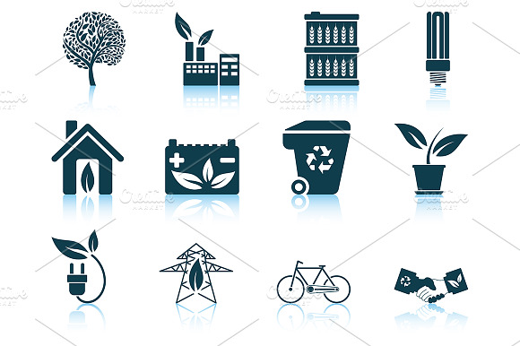 Set Of 12 Ecological Icon
