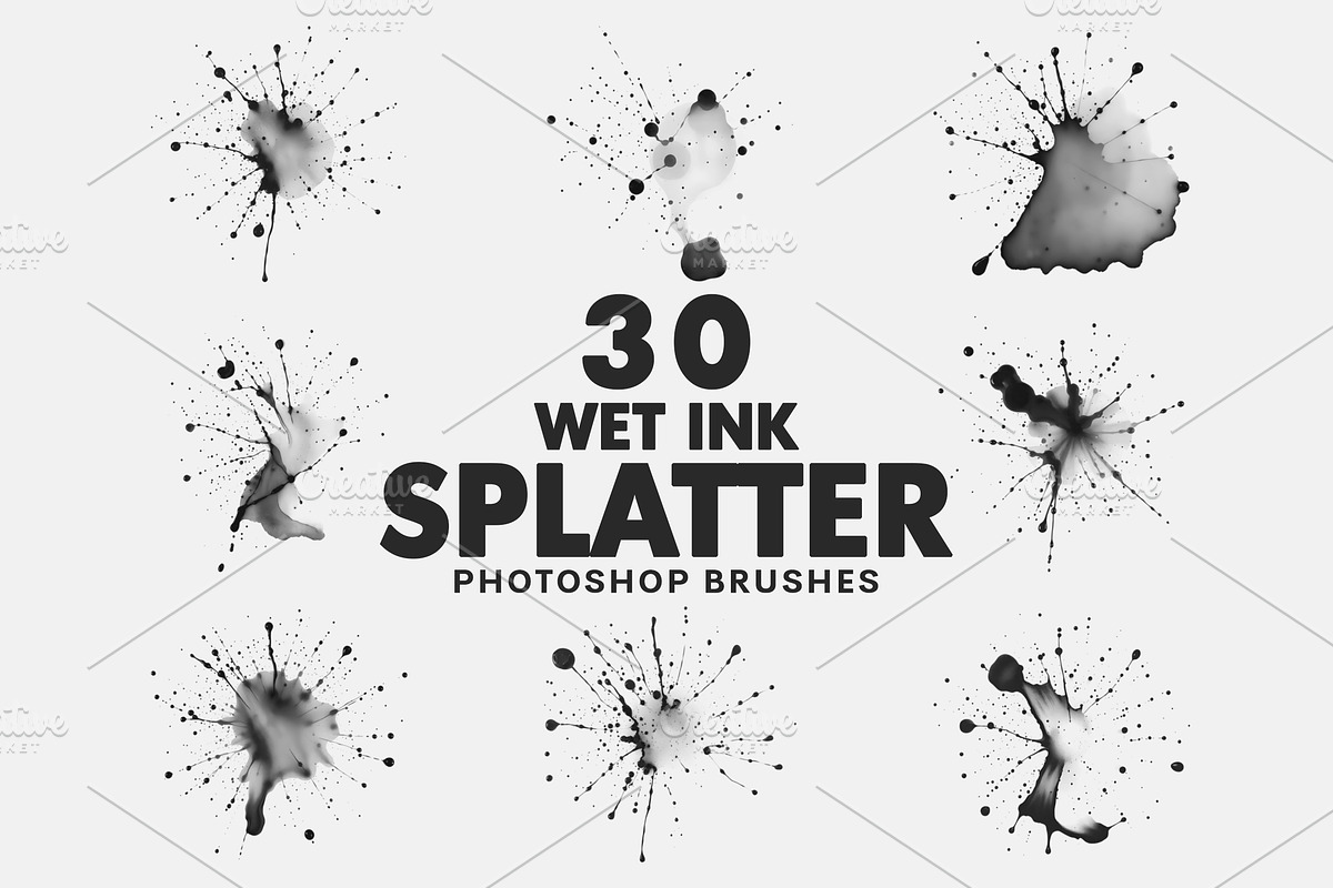 30 Ink Splatter Brushes, a Brush Add-On by AB-TheDesigner (Photo 1 of 5)