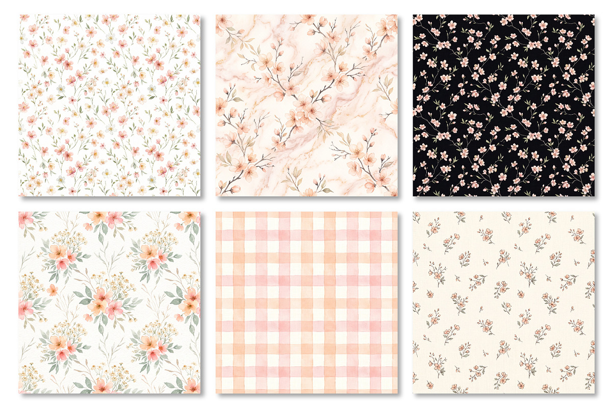 Peach Blossom Floral Digital Paper, a Texture Graphic by Dream Creation (Photo 3 of 6)