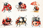 Quirky Funny Ladybug Clipart, an Illustration by Libby Wishes (Thumbnail 2 of 6)