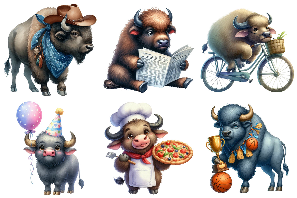 Funny Buffalo Clipart, an Illustration by Daily.Designs (Photo 2 of 5)
