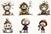 Whimsical Halloween Clipart Bundle, an Illustration by DreamCafeArt (Thumbnail 6 of 8)