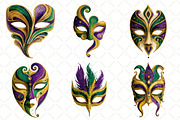 Watercolor Mardi Gras Mask Clipart, an Illustration by Black Bird Studio (Thumbnail 3 of 6)
