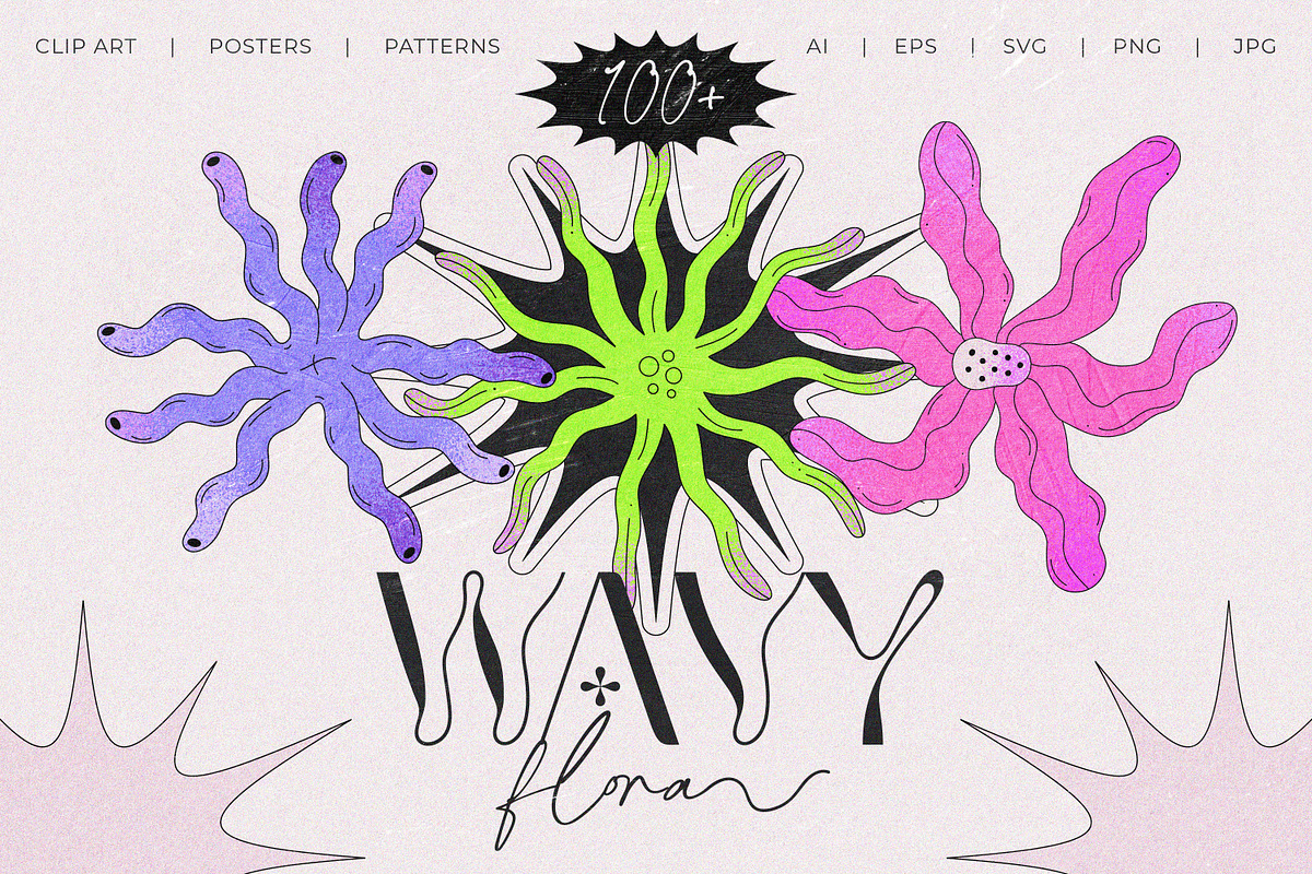 Wavy Flora - Flowers and Shapes, a Decorative Illustration by Leila Divine (Photo 1 of 15)