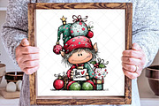 Whimsical Christmas Elf Clipart, an Illustration by SinaCreation (Thumbnail 4 of 7)
